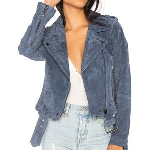 BLANKNYC Suede Moto Jacket, Slate Blue, Small
